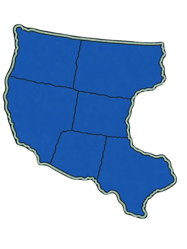 Map of the eastern states of the Pond, controlled by the Blue Ducks