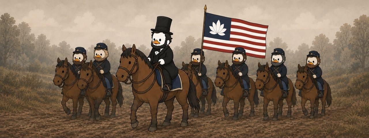 President Duck riding on horseback